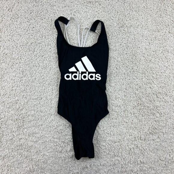 Adidas Small One Piece Swimsuit Black Strappy - Picture 1 of 8